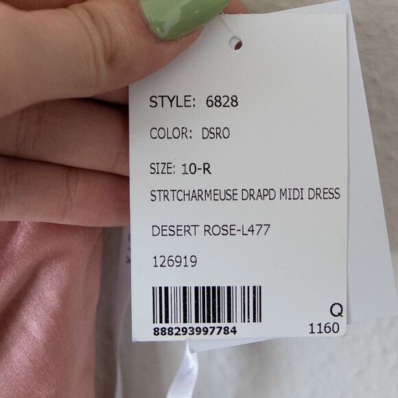 AFTER SIX Faux Wrap Midi Dress with Draped Tulip Skirt Desert Rose - Picture 4 of 7